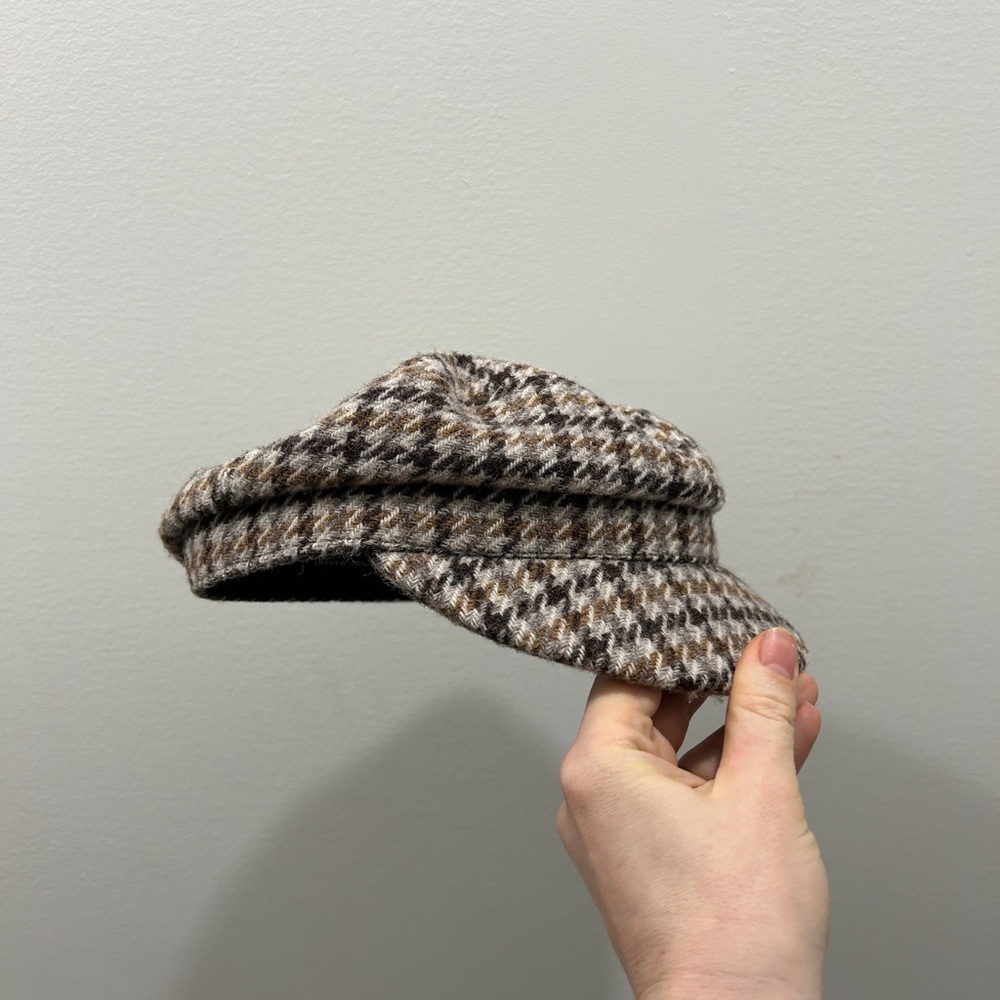 Isabel Marant Evie 100% wool newsboy cap checkered tweed hat size 57 cm - Picture 5 of 6